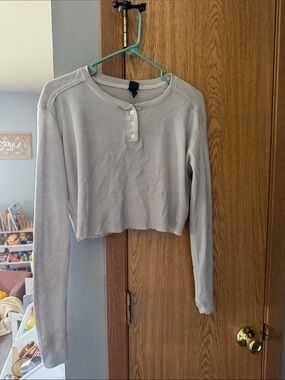 wild fable Light Gray Waffle Knit Henley Top